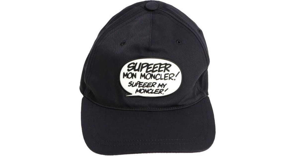 Moncler Cotton Black Supeeer Mon Cap for Men - Lyst