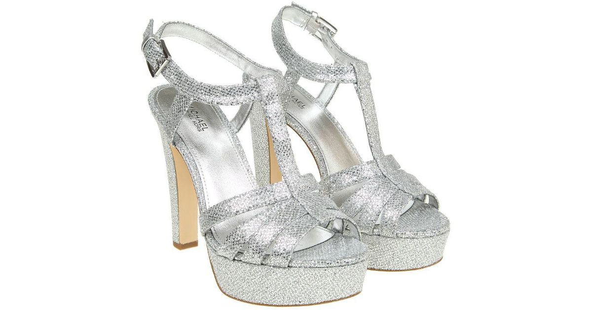 michael kors silver sandal heels