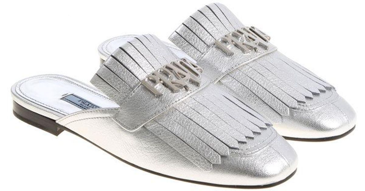 prada silver mules