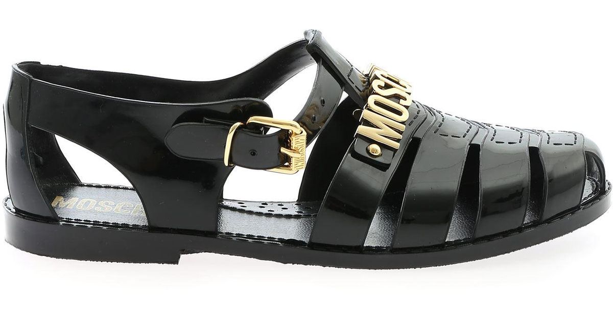 moschino jelly sandals with lettering logo