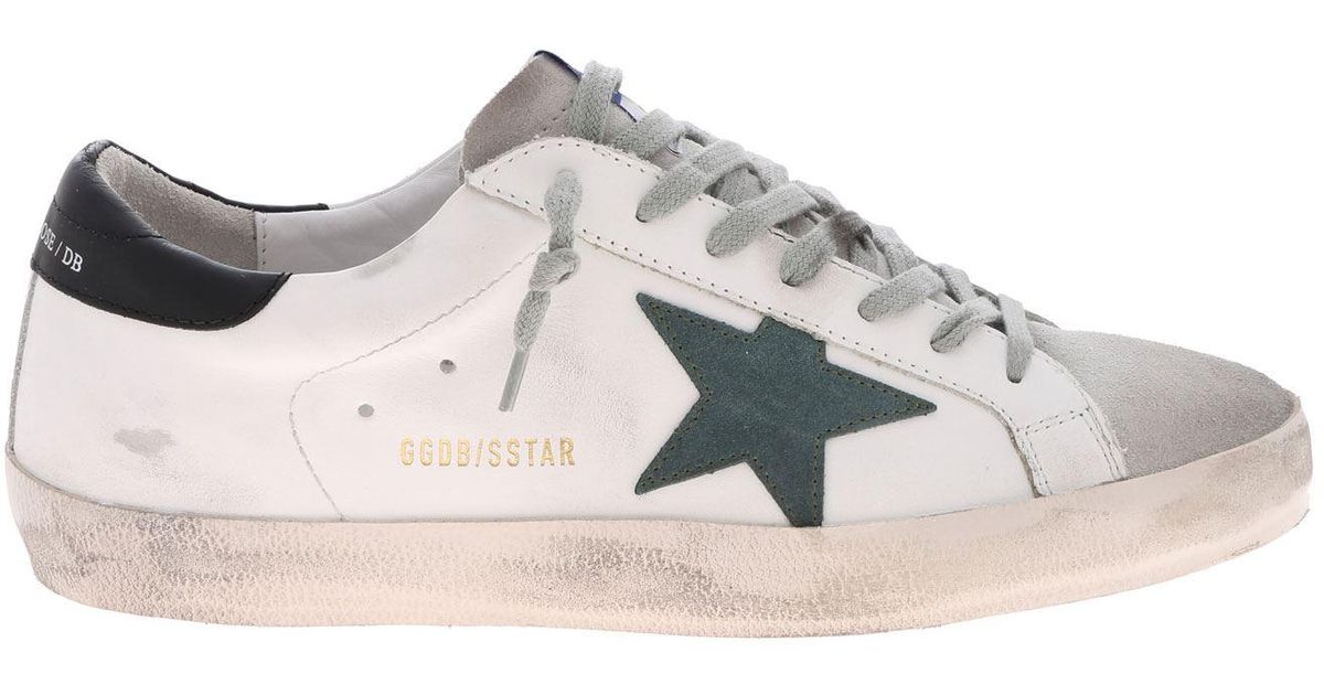 Golden Goose Deluxe Brand Leather White Superstar Sneakers With Green ...