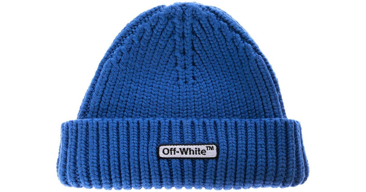 off white beanie blue