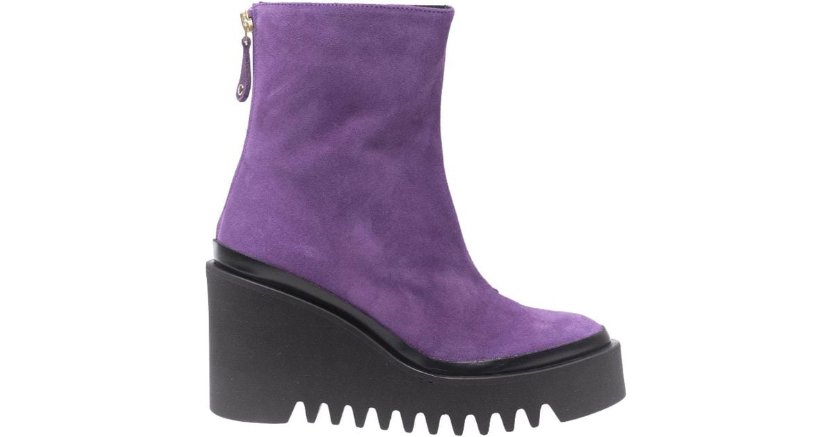 purple wedge boots