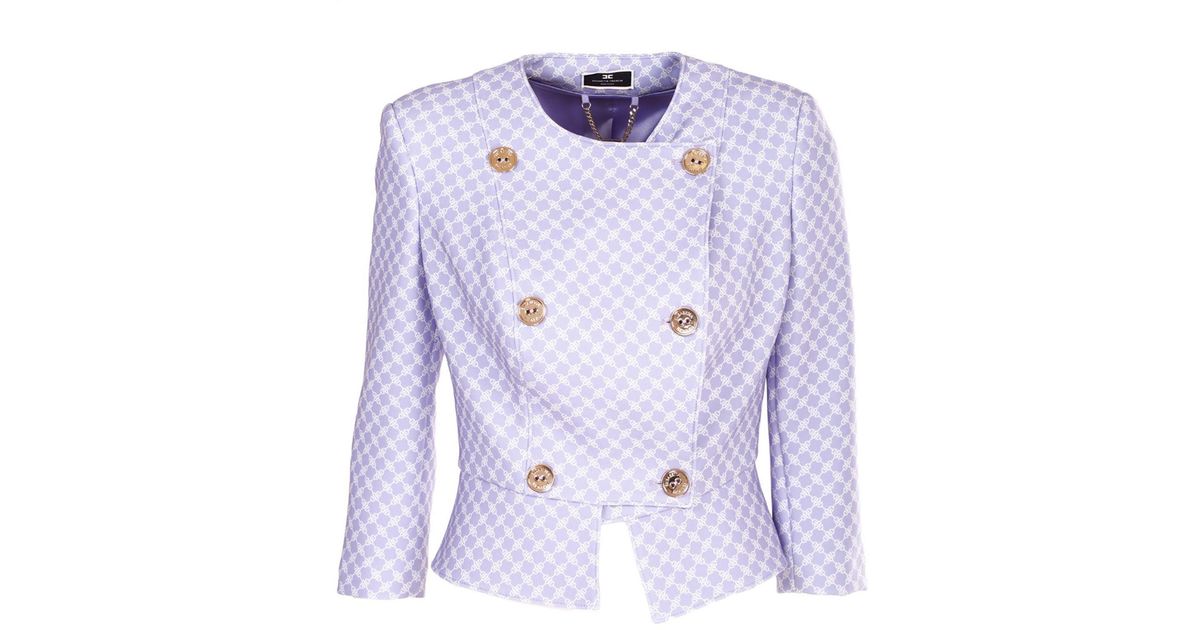 Elisabetta Franchi Synthetic Double-breasted Printed Jacket in Purple ...