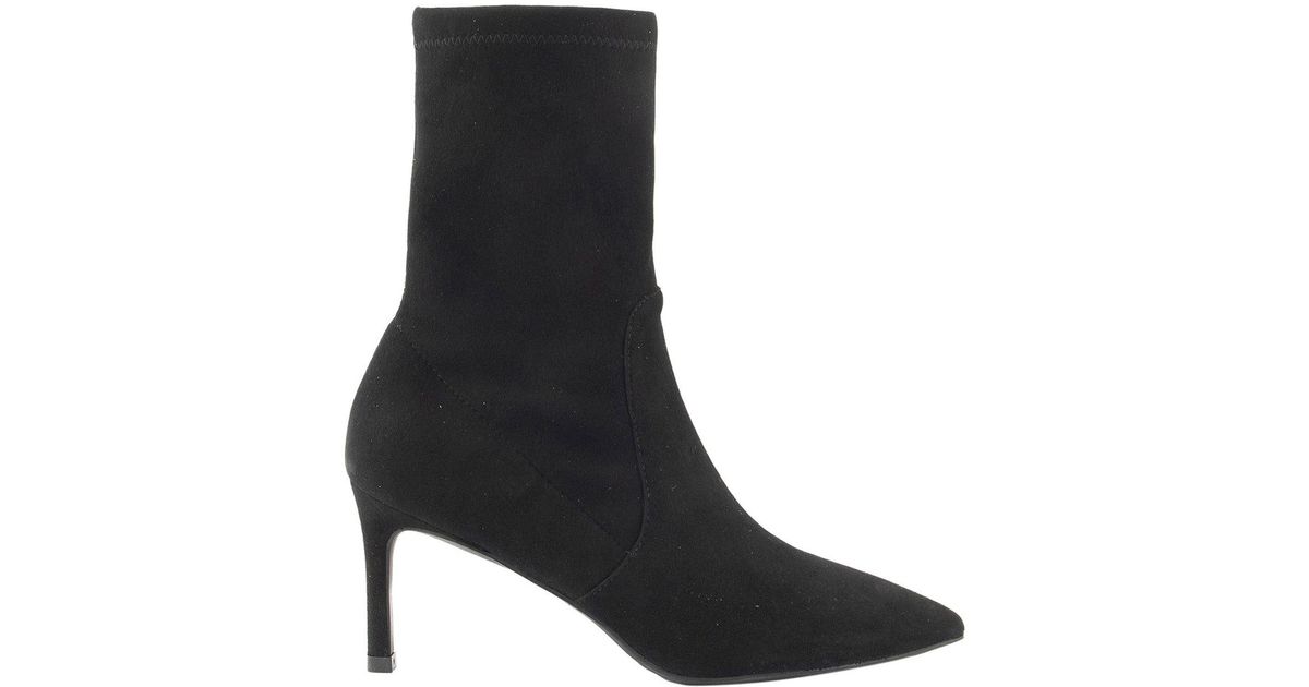 stuart weitzman black wren 75 suede heeled ankle boots