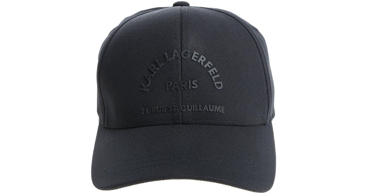 Karl Lagerfeld Black Cap With Rubber Logo Print for Men - Lyst