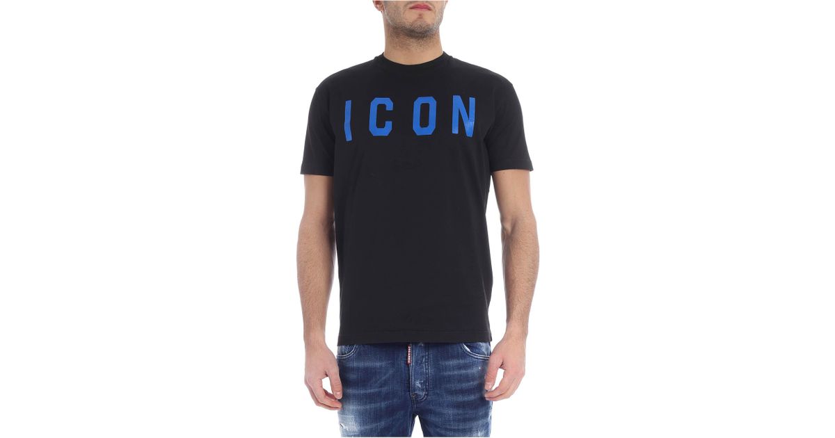 Dsquared Cotton Black And Blue Icon T Shirt For Men Lyst