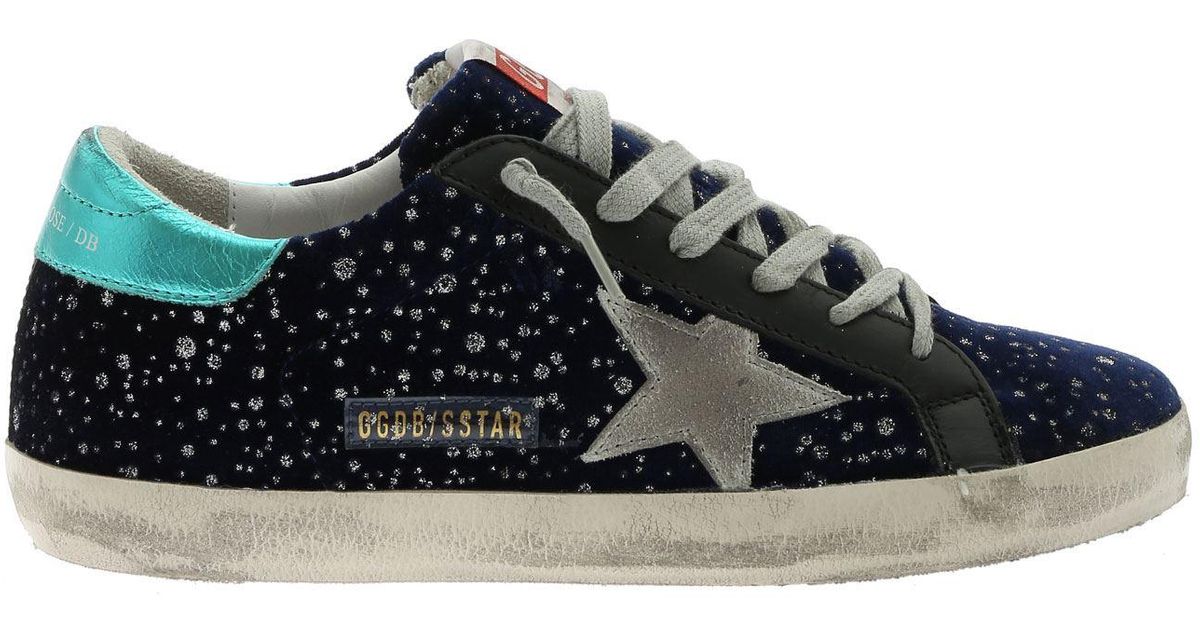 Golden Goose Deluxe Brand Superstar Sneakers In Blue Glitter Velvet - Lyst