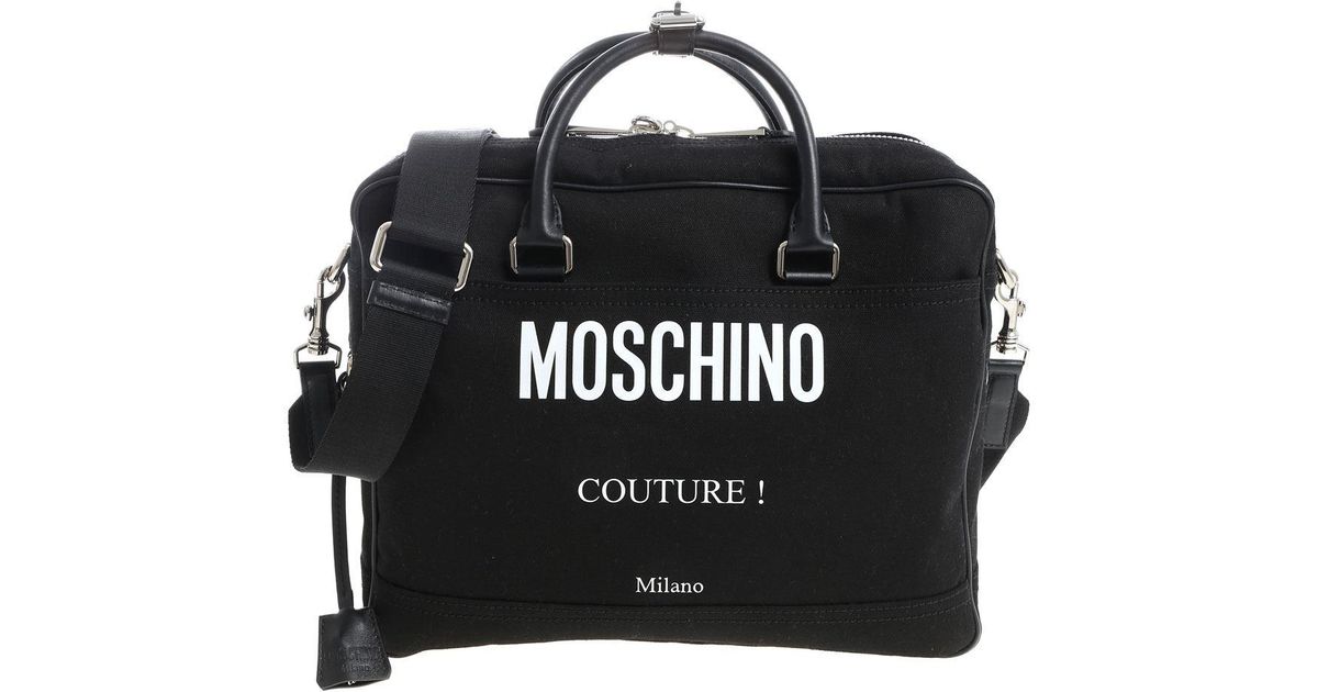 Moschino Black Fabric Handbag With Padlock For Men Lyst