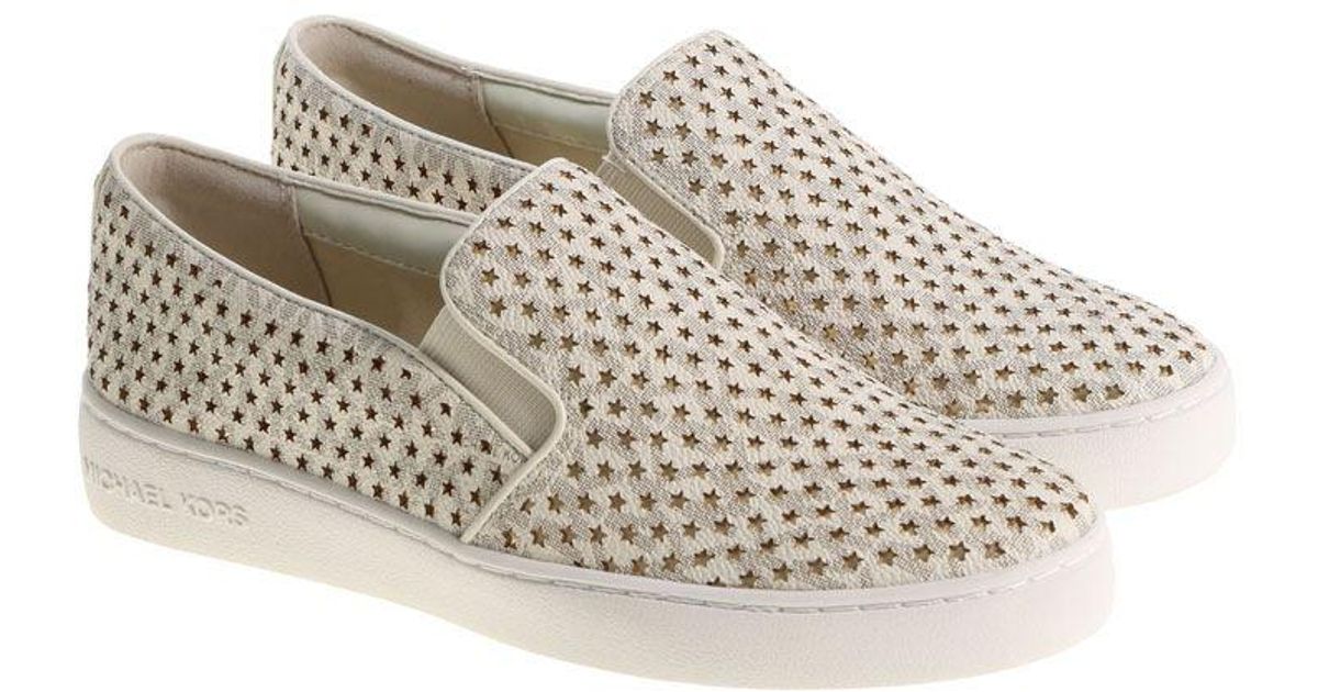 Lyst Michael Kors Cream Colored Keaton Slip On With Golden Stars Lyst Michael Kors Cream Colored Keaton Slip On With Golden Stars In Natural