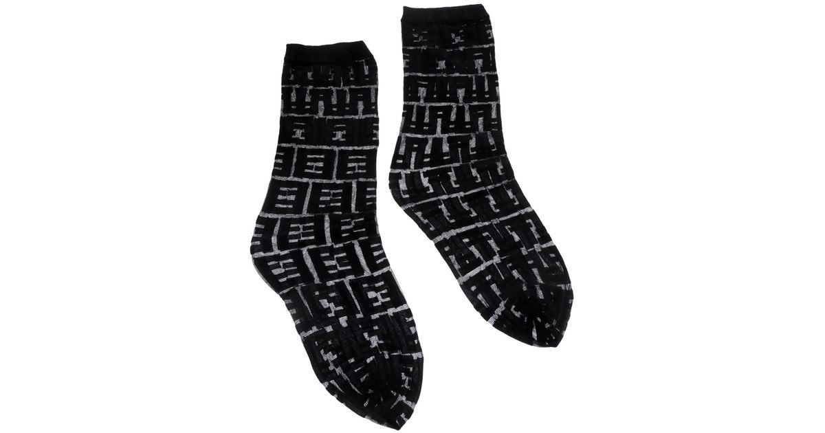 Fendi Synthetic Nylon Ff Socks in Black - Lyst