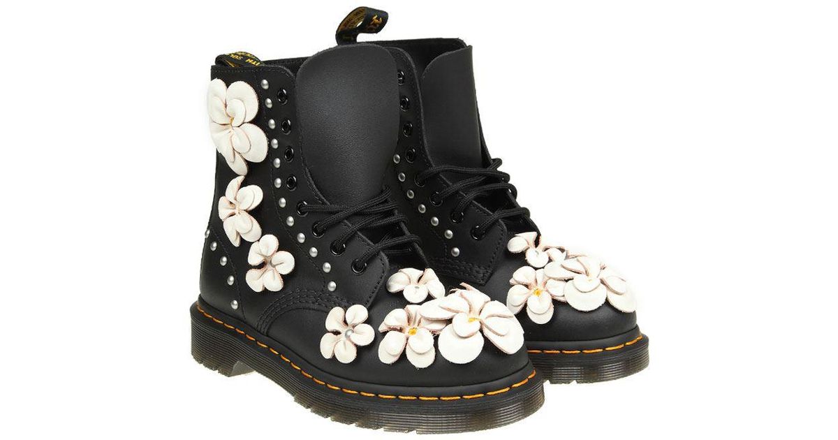 dr martens 3d flower lace up boots