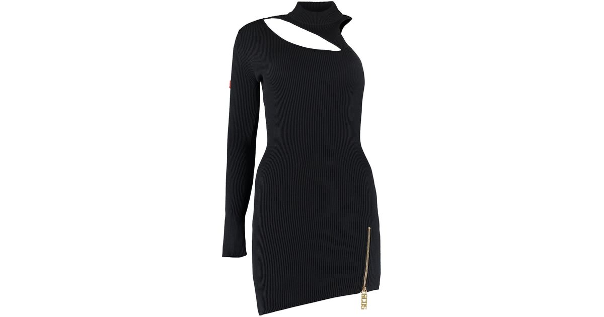 Gcds Rubber Ribbed Knit Dress in Black Womens Dresses Gcds Dresses Save 62% 