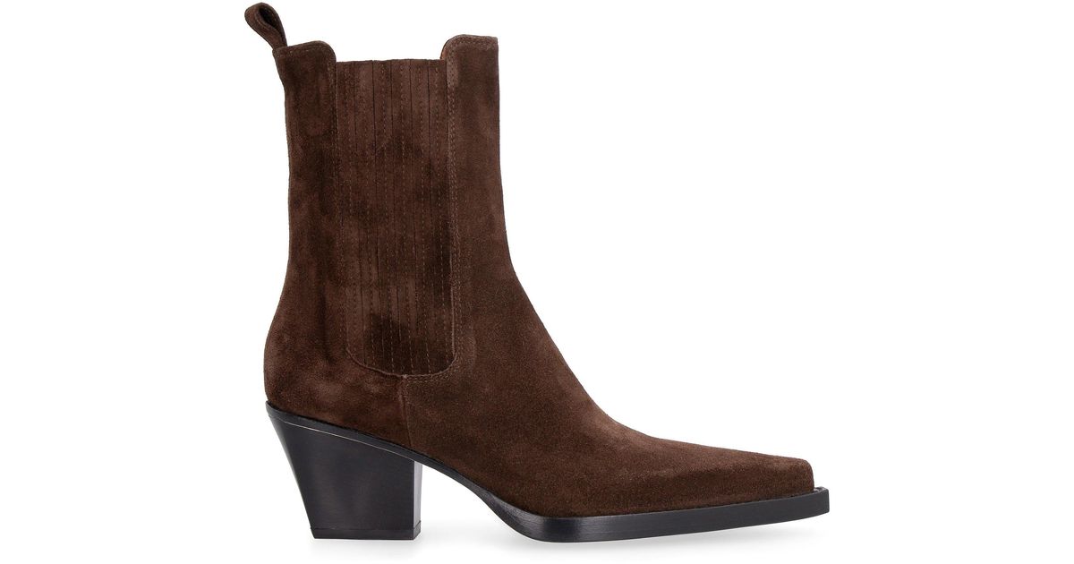 Paris Texas Dallas Suede Ankle Boots in Brown | Lyst