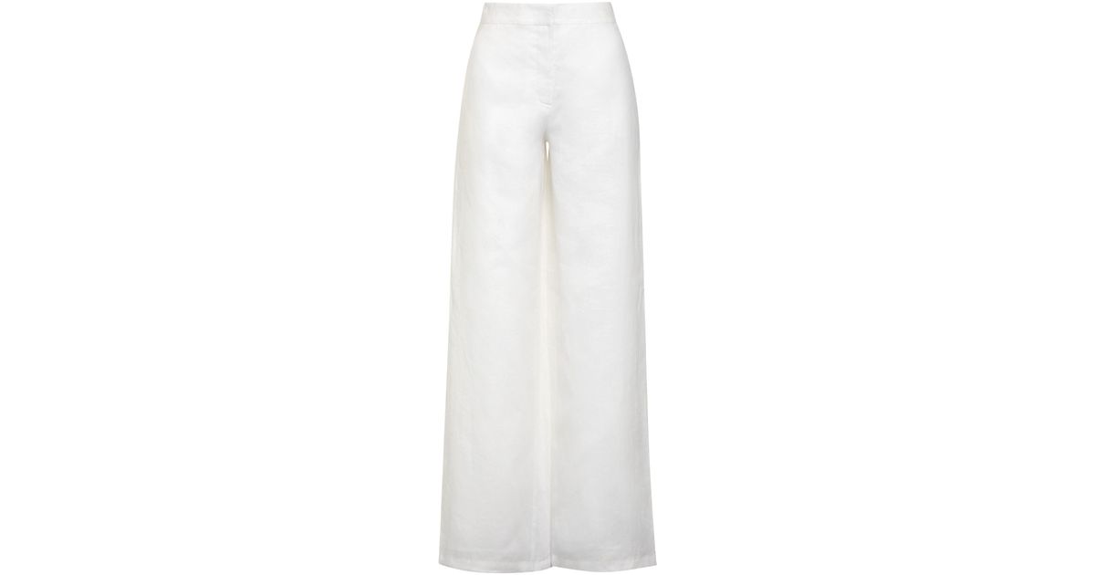 パンツ MAX MARA WHITE LINEN GARIBO WIDE-LEG PANT Max Mara Garibo wide-leg Trousers | White | FARFETCH