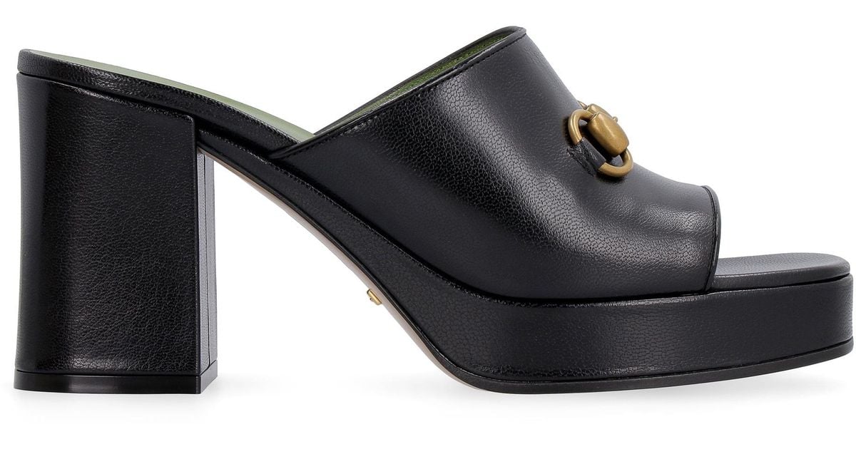 Gucci Leather Mules in Black - Lyst