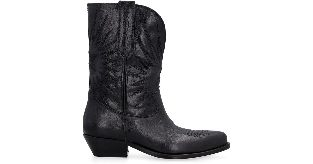 Golden Goose Wish Star Leather Boots in Black | Lyst