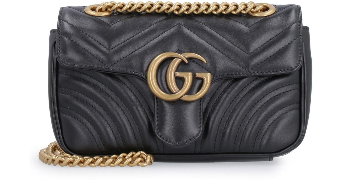 Gucci Marmont Quilted Leather Shoulder Bag in Black Lyst