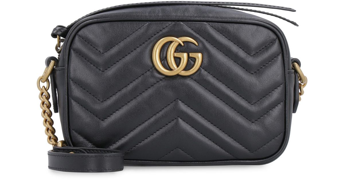 Gucci GG Marmont Mini Quilted-leather Cross-body Bag in Black | Lyst