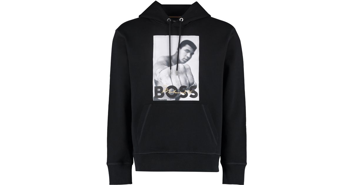 BOSS by HUGO BOSS X Muhammad Ali - Cotton Hoodie in Black for Men - Lyst