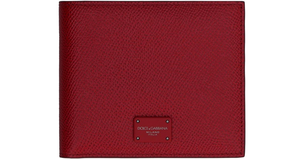 Dolce & Gabbana Dauphine-print Leather Wallet in Red for Men | Lyst