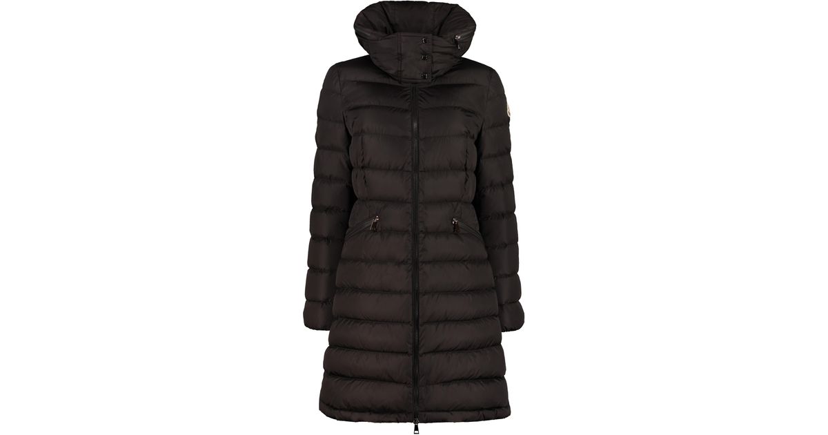 moncler black down flammette coat