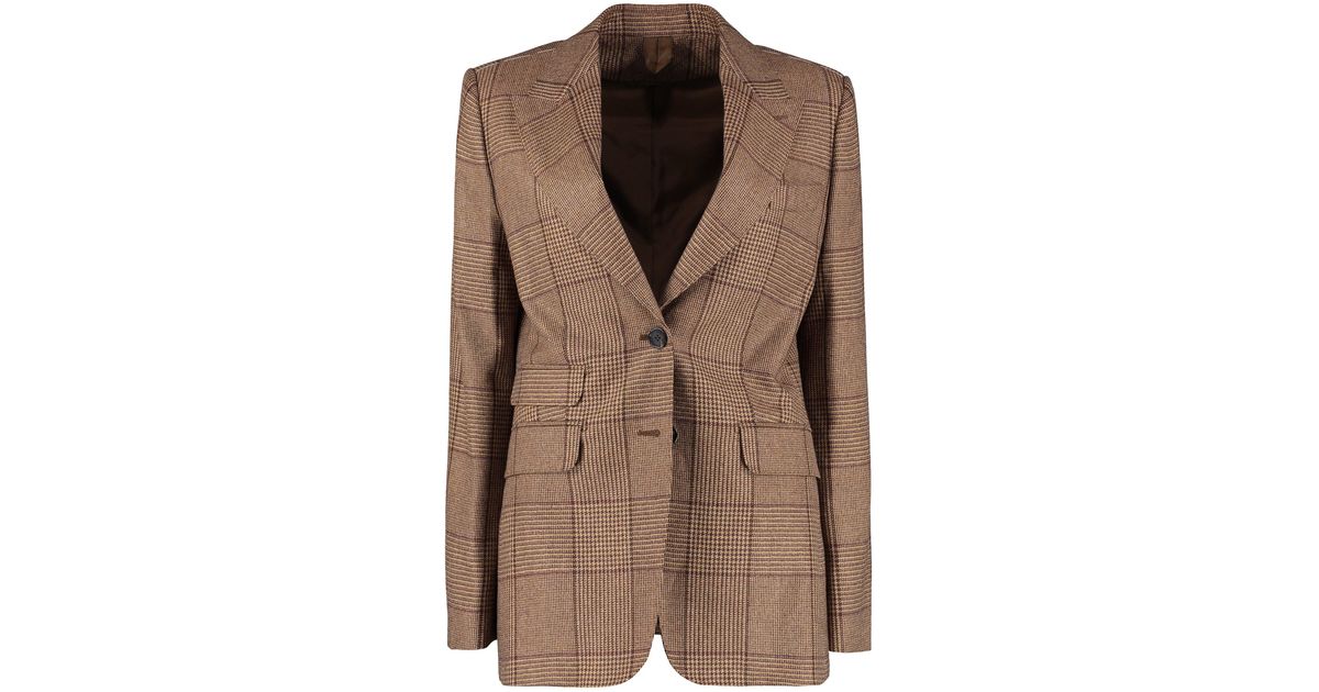 Brown Womens Jackets Max Mara Jackets - Save 35% Max Mara Cashmere Nuevo Prince Of Wales Checked Jacket in Beige 