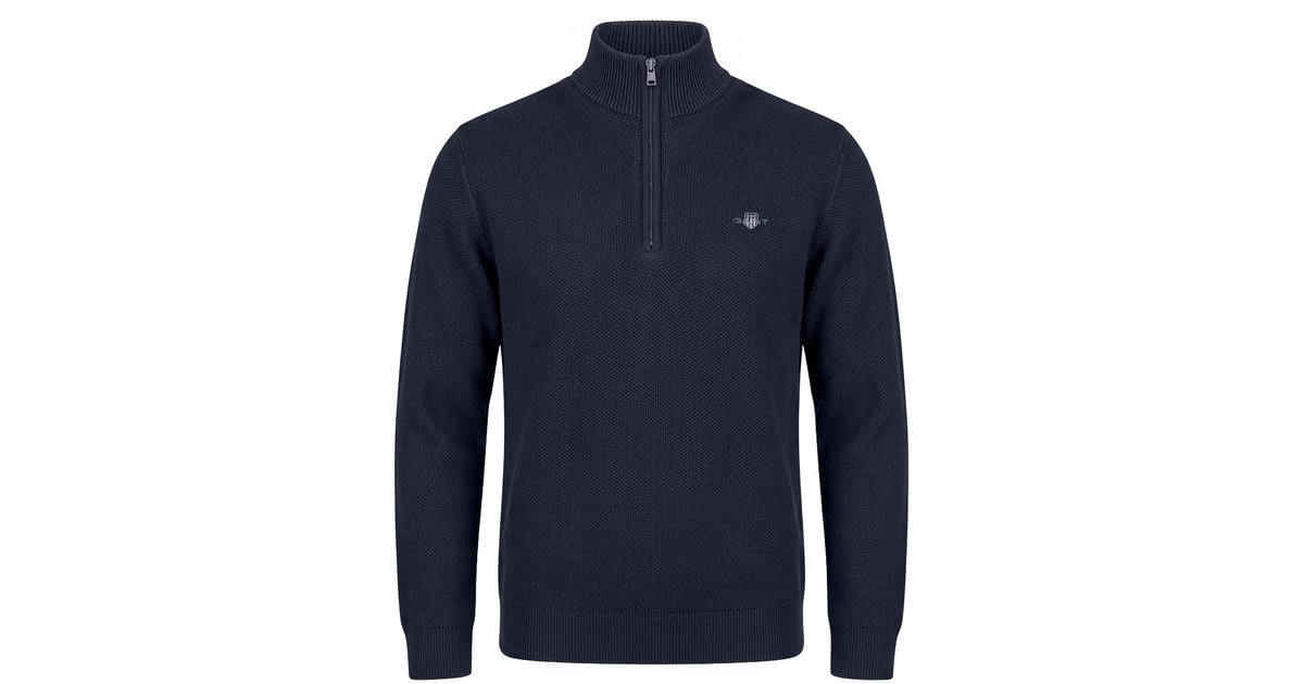GANT Sweater With Zip Collar in Blue for Men | Lyst