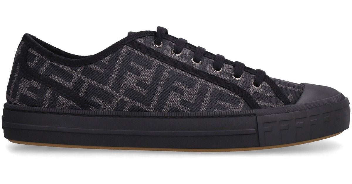 Fendi Synthetic Domino Fabric Sneakers in Black for Men | Lyst