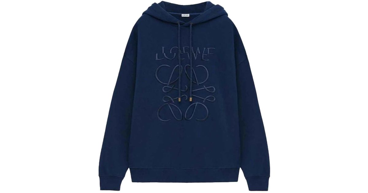 Loewe Split Logo Relaxed Fit Hoodie in Blue for Men | Lyst UK
