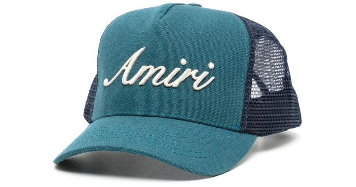 Amiri Script Embroidered Trucker Cap in Blue for Men | Lyst