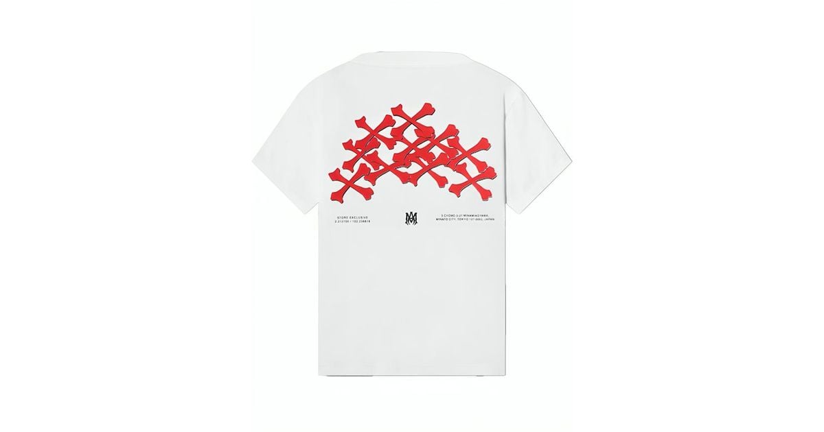 Amiri Tokyo Stacked Bones Printed T-Shirt in White for Men