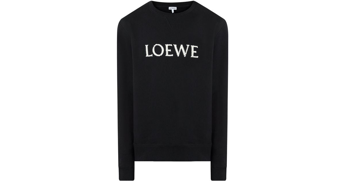 Loewe Logo Embroidered Sweatshirt in Black for Men | Lyst