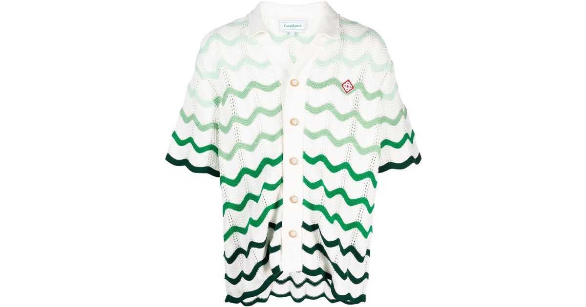 CASABLANCA Gradient Wave Crochet Texture Shirt in Green for