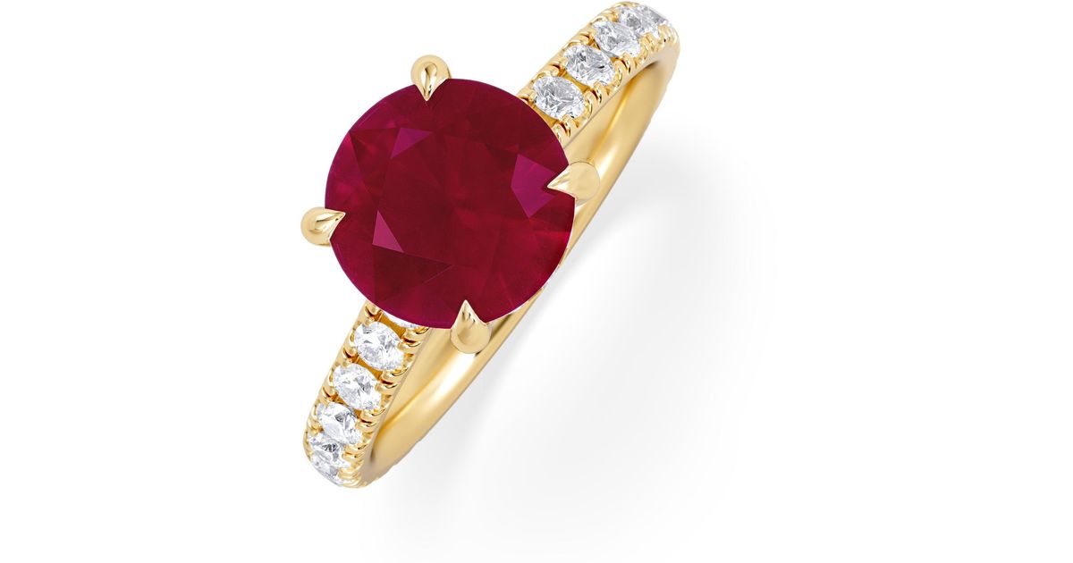 Ruby 200 The Diamond Store Amora 2.00Ct Round Cut Lab Ruby Hidden Halo ...