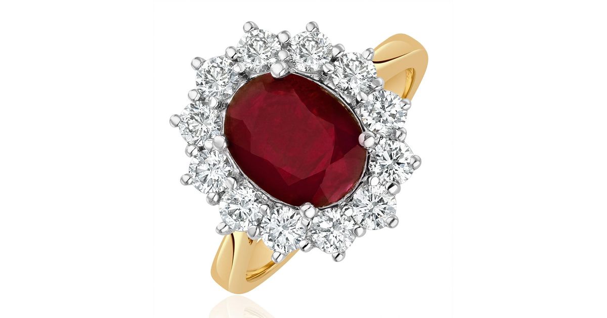 Ruby 240 The Diamond Store Ruby 2.40Ct And Lab Diamond 1.00Ct Cluster Ring in ...