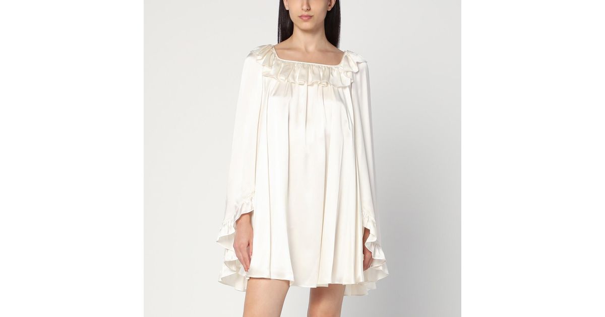 floral bell sleeve mini dress Avec Les Filles Women's Floral-Print Lace-Trim Chiffon Dress - Cream Flower Press