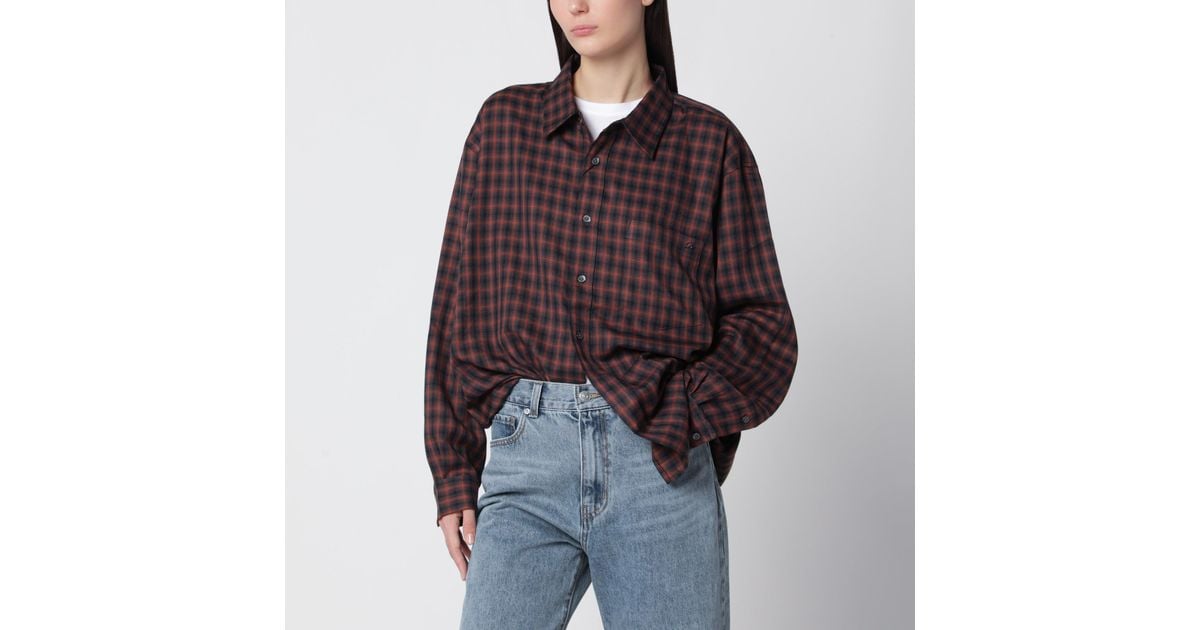 DUNST Brick Checked Flannel Shirt in Red | Lyst UK