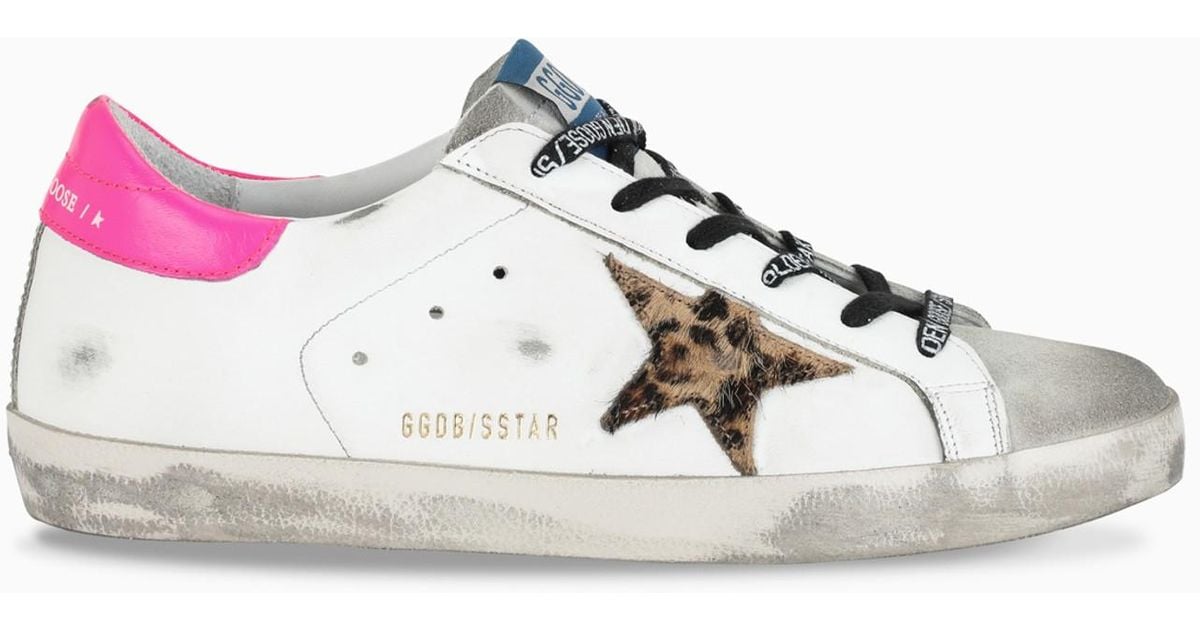 Golden Goose Goose White/pink/leopard Superstar Sneakers | Lyst