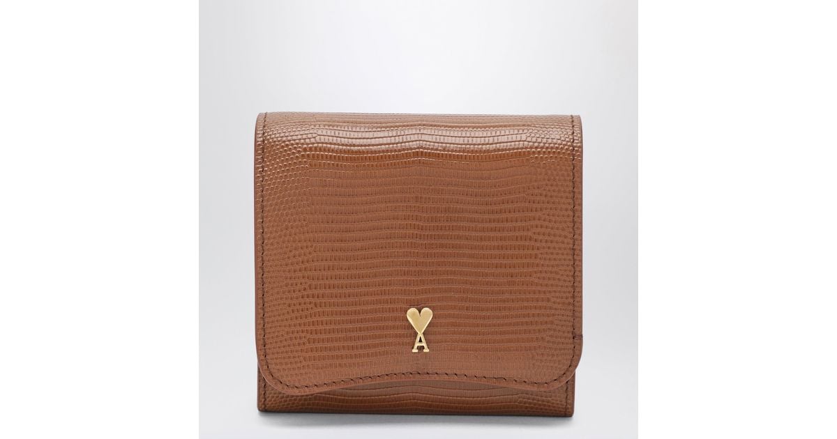 ami-paris-cognac-paris-paris-compact-leather-wallet-in-brown-lyst-uk