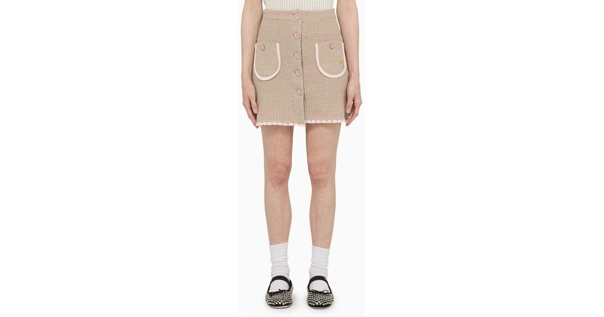 Cormio Chiara Biege Knit Skirt in Natural | Lyst