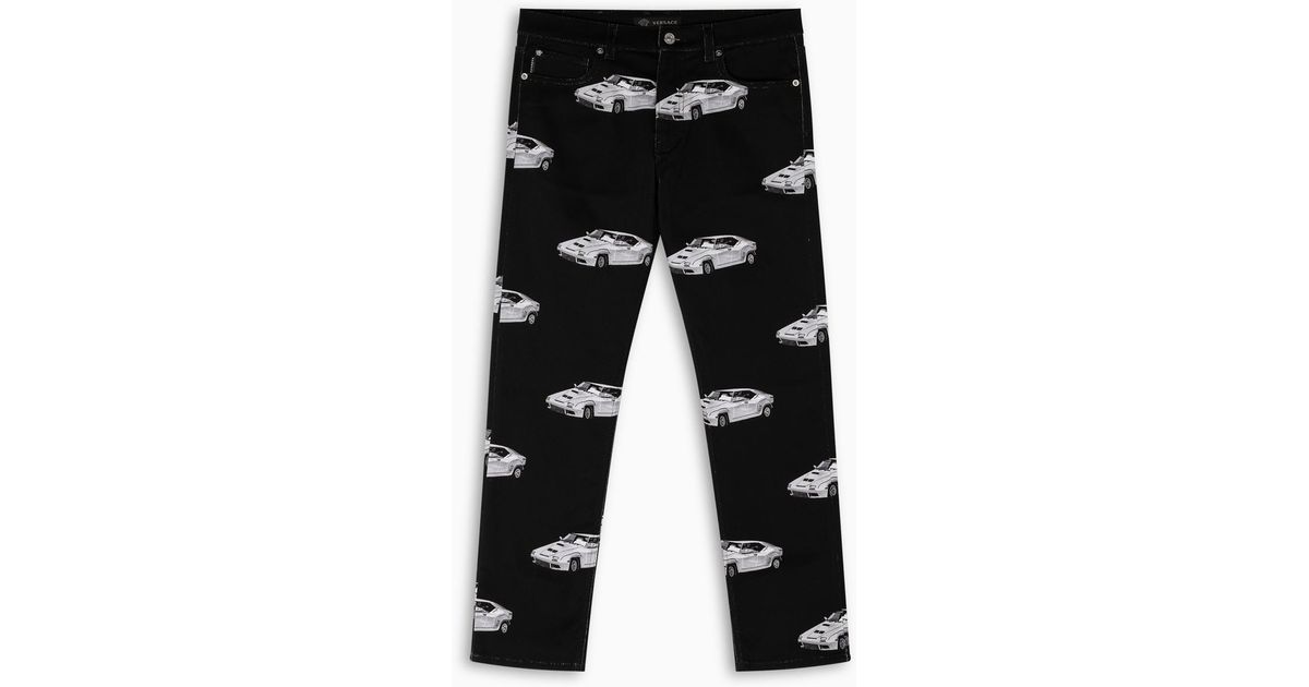 Versace Race Car Print Jeans in Black for Men Lyst