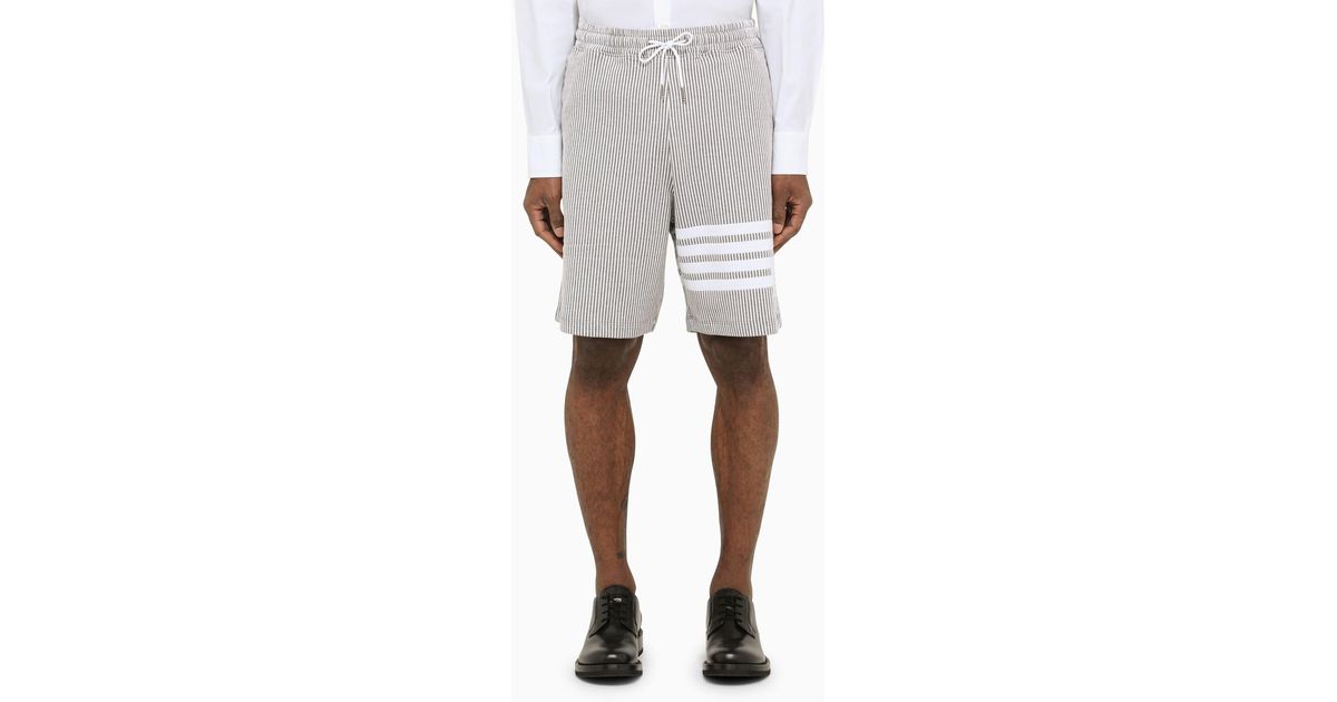 Thom Browne Grey Striped Bermuda Shorts in Gray for Men | Lyst