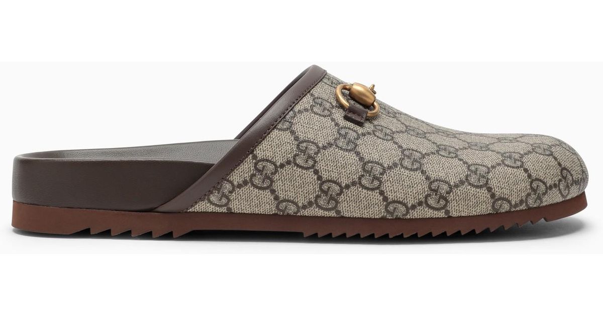 Gucci gg Supreme Fabric Sabot With Horsebit in Brown for Men | Lyst UK