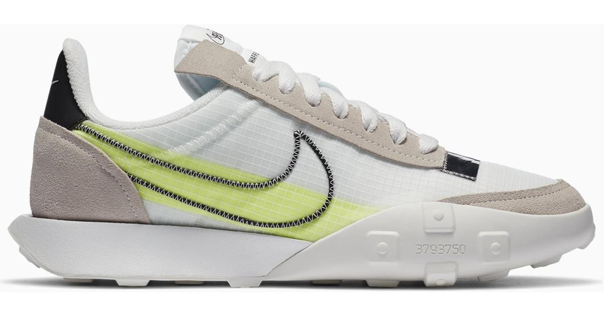Nike Leather /yellow Fluo Waffle Racer 2x Women's Sneakers in White - Lyst