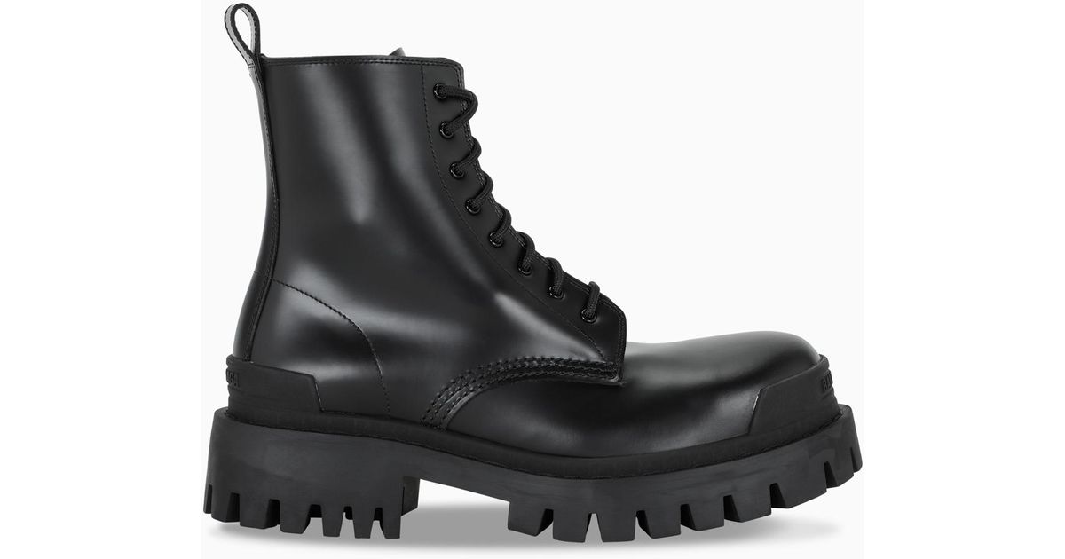 Balenciaga Leather Lace-up Military Boots in Black - Lyst