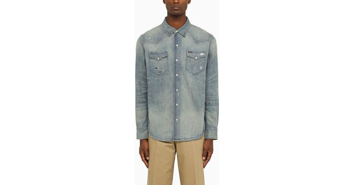 Polo Ralph Lauren Regular Washed Denim Shirt in Blue for Men Lyst