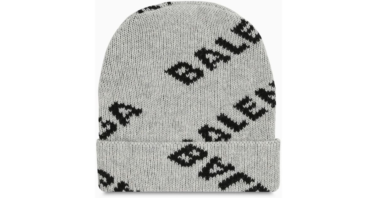 Balenciaga Grey Beanie With Knitted Logo in Grey for Men | Lyst UK