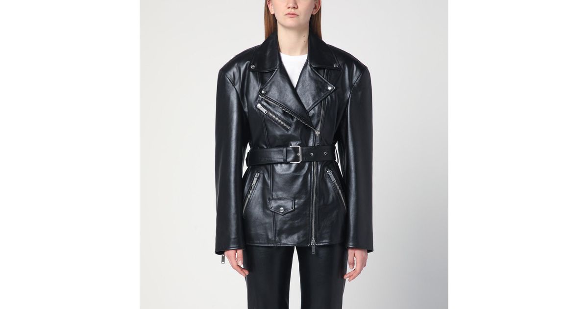 Halfboy Belted Leather Jacket in Black | Lyst UK