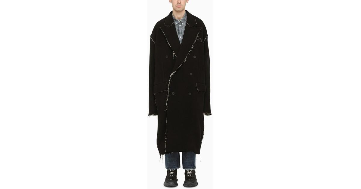 Balenciaga Raw Edge Reversible Coat in Black for Men | Lyst UK